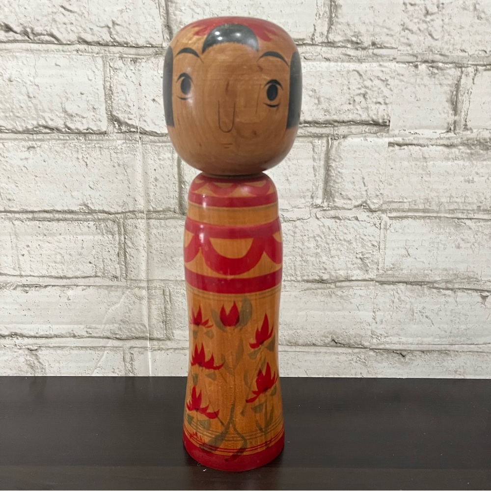 Vintage Japanese Wooden Kokeshi Doll Signed Tsunekichi Abe 12 Inch Tall